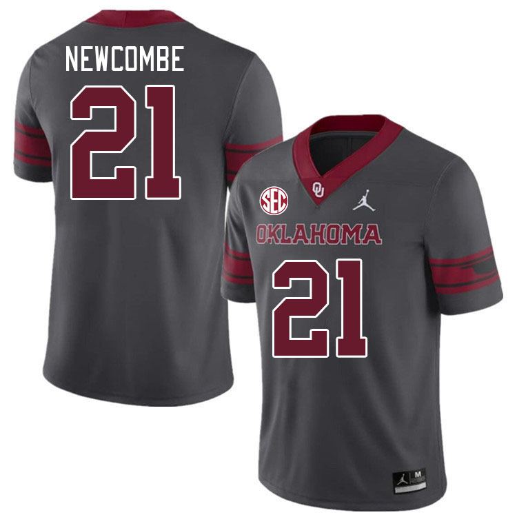 #21 Jeremiah Newcombe Oklahoma Sooners 2024 SEC Conference College Football Jerseys-Charcoal